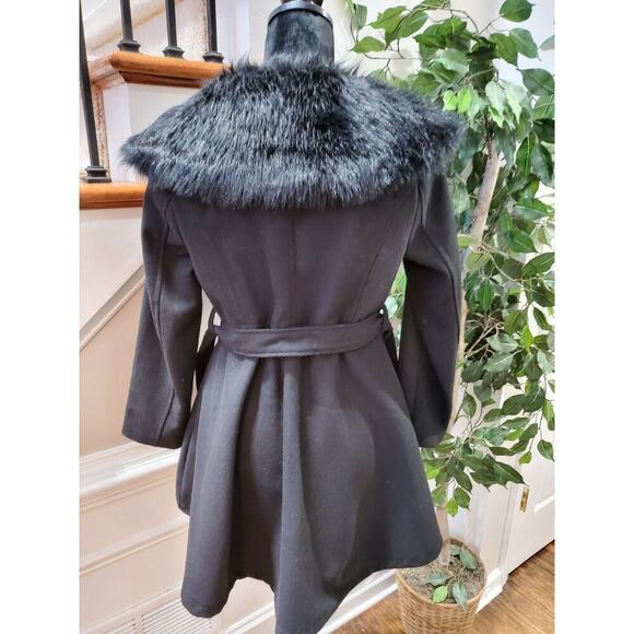 Sijifeng Women's Solid Black Long Sleeve Button Front FauxFur Casual Jacket Coat - Picture 6 of 11